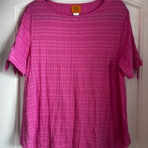 Ruby Rd. Fuchsia Textured Short Sleeve Top